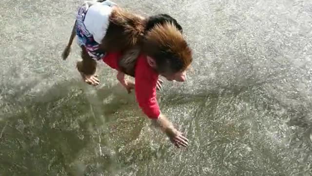 Take the baby monkey out for skating