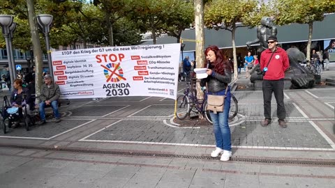 Demonstration am 14.10.2023 gegen die Agenda 2030, C40 und Race to Zero, Rede Regina