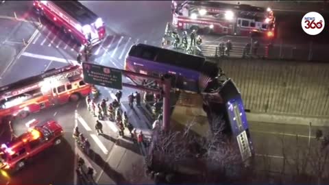 2021 New York bus suspended from expressway after Bronx crash - News 360 Tv