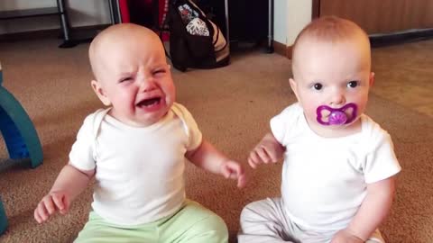 Try Not to Laugh with Funny Baby Video - Cute Twin Babies Argue Over