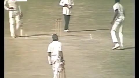 Saleem Malik batting with one hand after broken left arm vs Westindies 1986