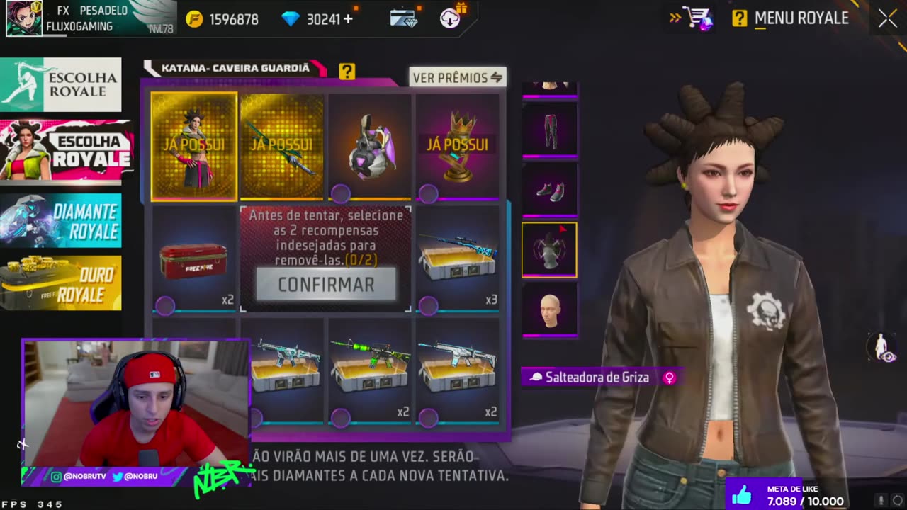 NOBRU ZEROU O NOVO ESCOLHA ROYALE DO FREE FIRE COM O CONJUNTO SALTEADORA DE GRIZA FF