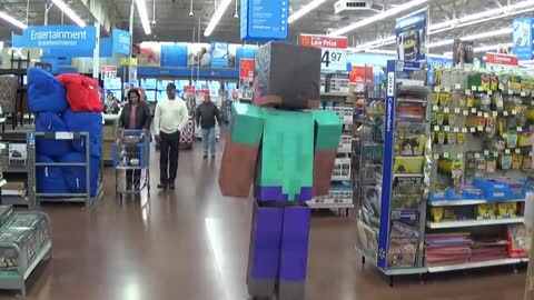 Real Life Minecraft - Steve Visits Walmart