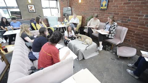 An artist is hosting life drawing classes with DOGS