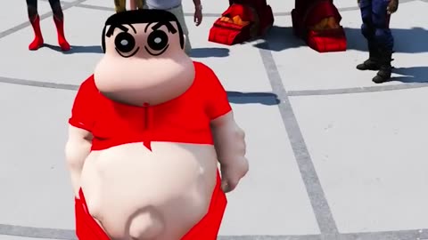 Fat Shinchan Attack on Avengers in GTA5