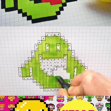 how to Draw Slimer - Hello Pixel Art by Garbi KW #shorts