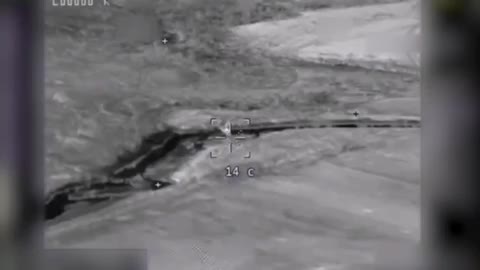 Destruction of the BMP of the NATO troops with a rocket from a Russian helicopter.