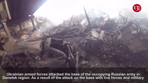 Images from base of Russian army that was hit in Donetsk, soldiers died and equipment was destroyed