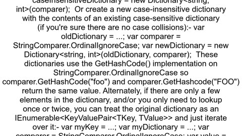 Case insensitive access for generic dictionary