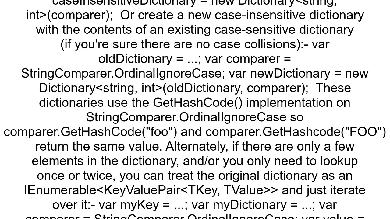 Case insensitive access for generic dictionary