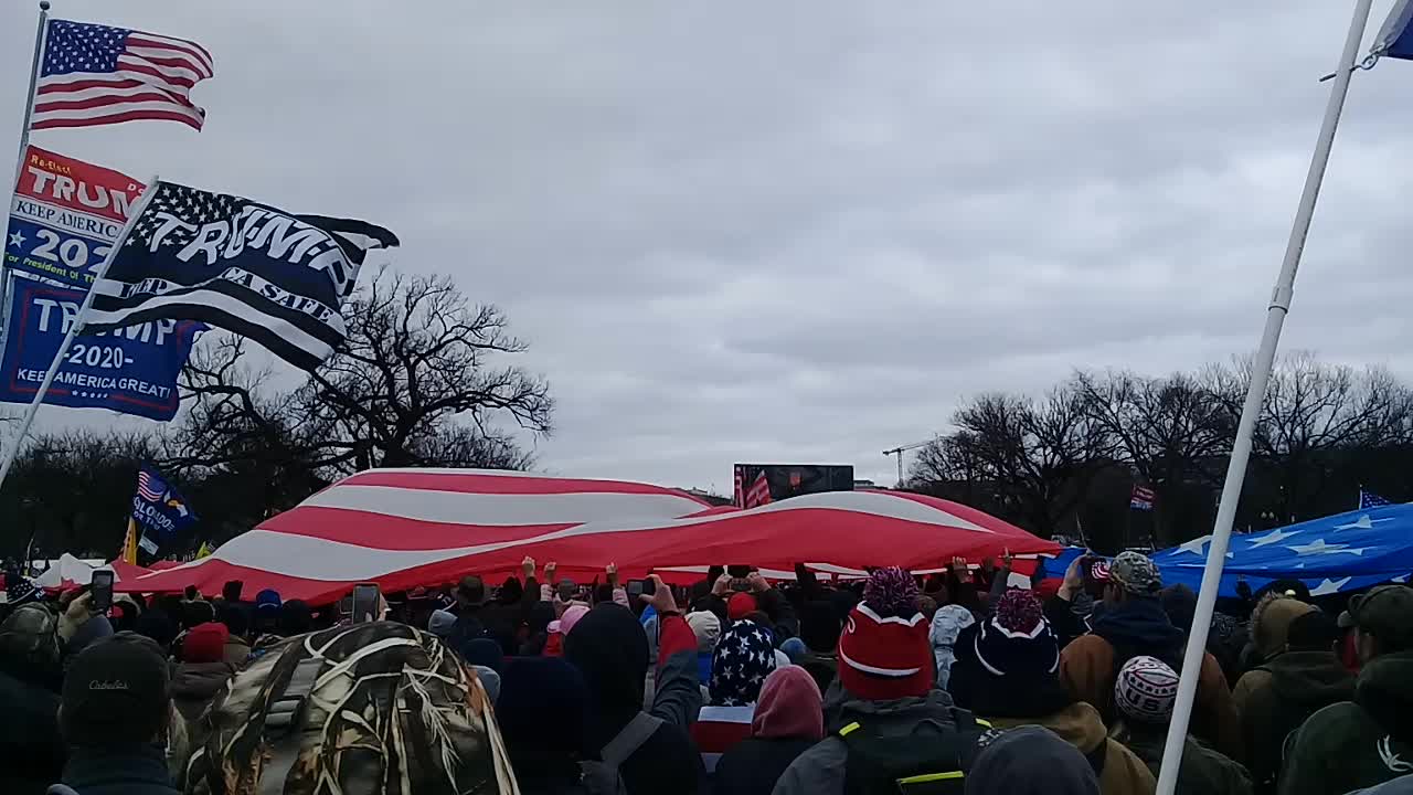 Panoramic view of the crowd by the White House at rally protesting the presidential election.