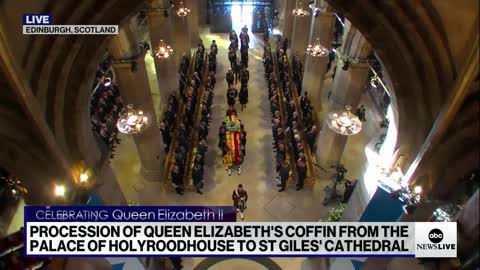 King Charles III leads the processional for the queen into St. Giles’ Cathedral