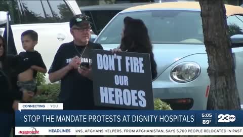 Nurses in Bakersfield Protest California's Vaccine Mandate
