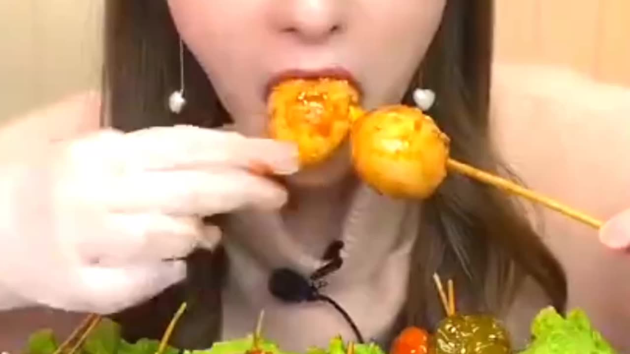 Cute girl eating seafood