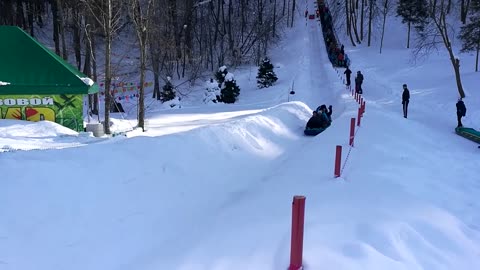 Descent from the ice slide