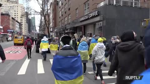 USA: Demonstration in support of Ukraine outside Russian consulate in New York