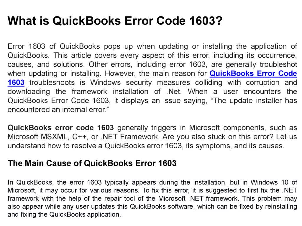 How to Resolve QuickBooks error 1603?
