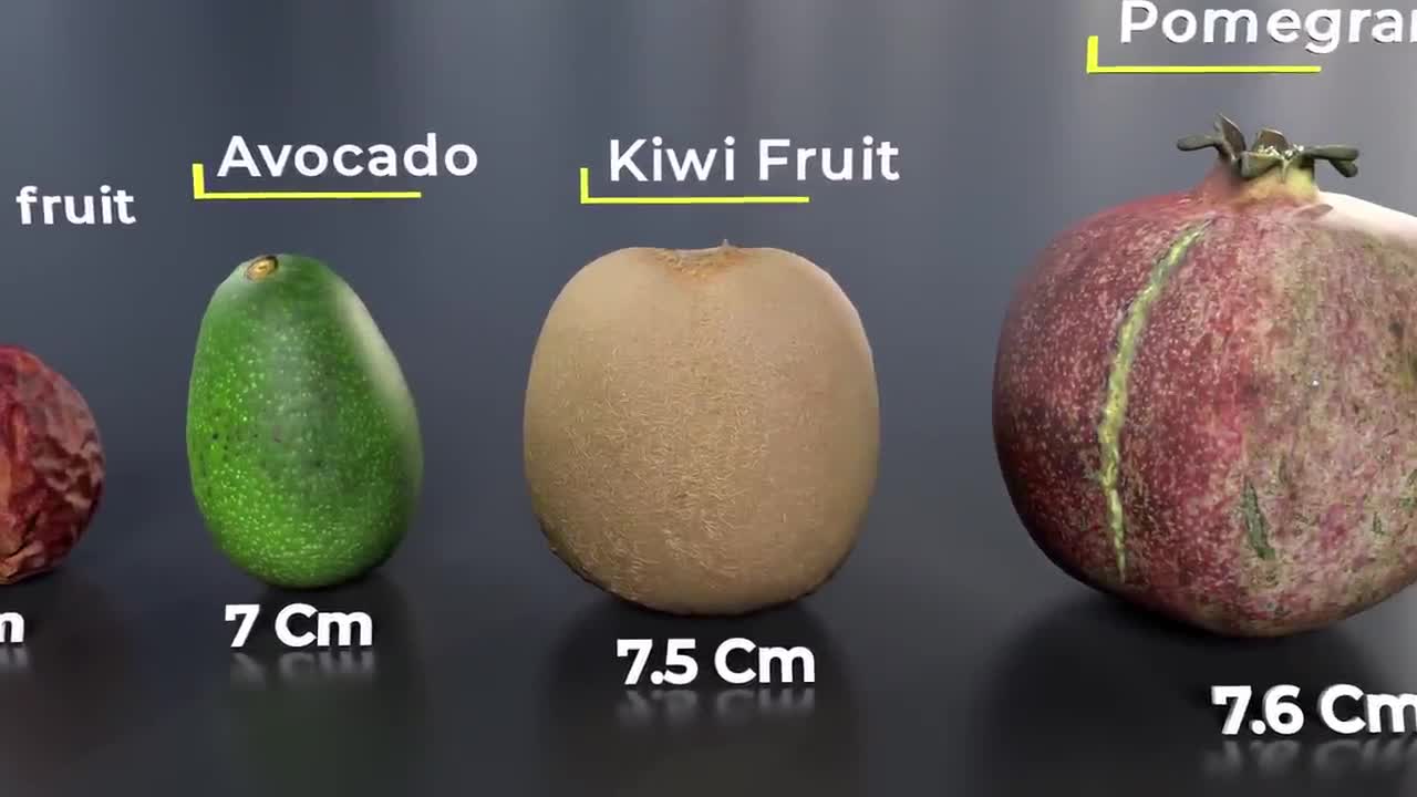 Fruit size comparison _ 🍍🍎🍓🍇...