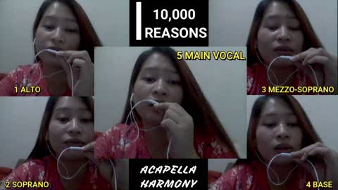 Listen as she sings acapella harmony in 5 voice - 10,000 REASONS