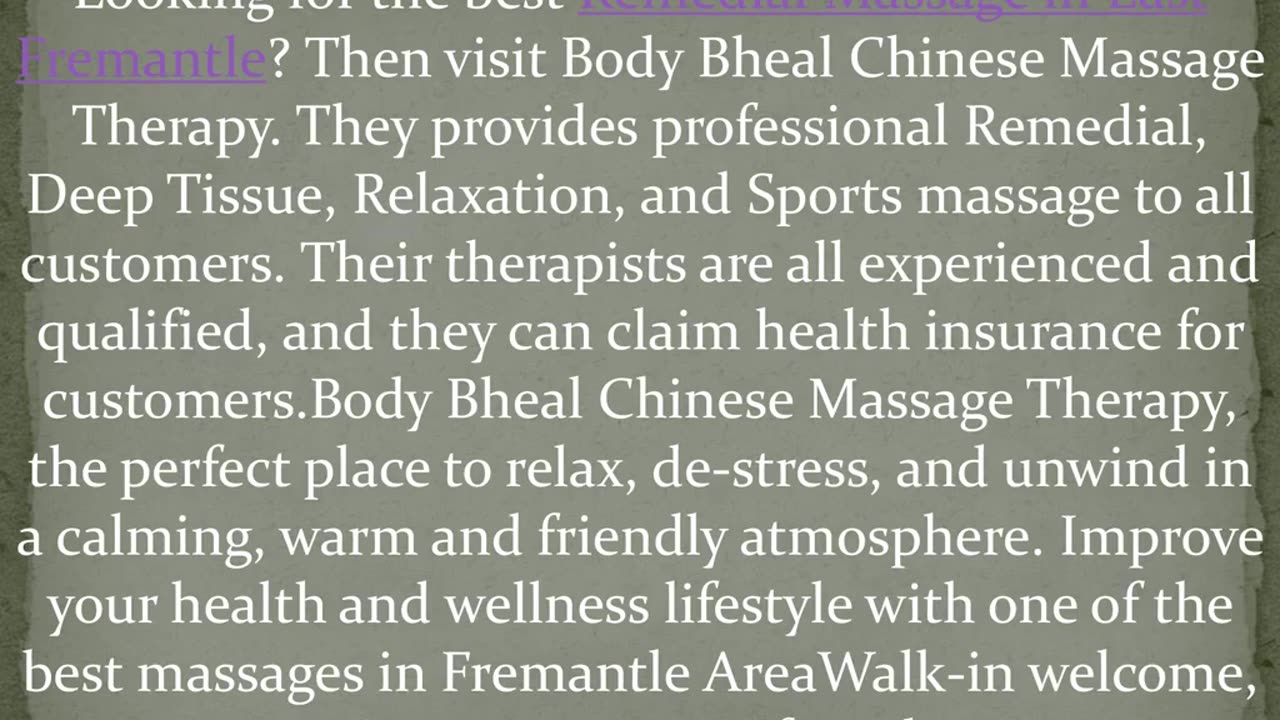 Get the best Remedial Massage in East Fremantle