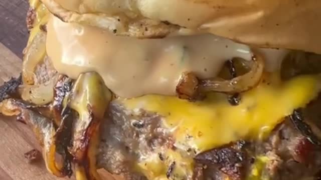 A cheesy beef sandwich