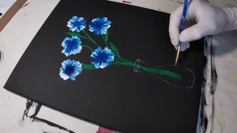 "Cobalt Dreams: A Study of Blue Flowers in a Vase"