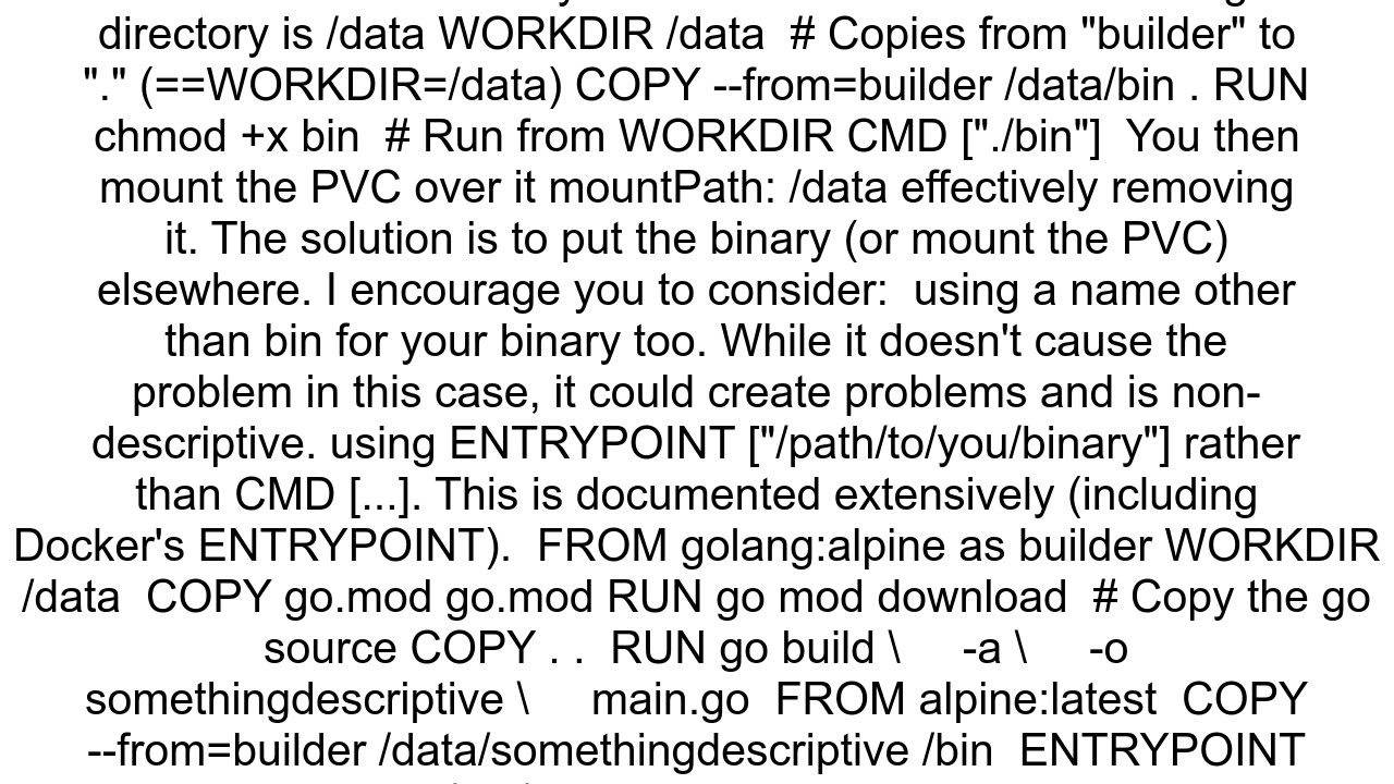 Golang Error OCI runtime create failed unable to start container process exec quotbinquot stat bin