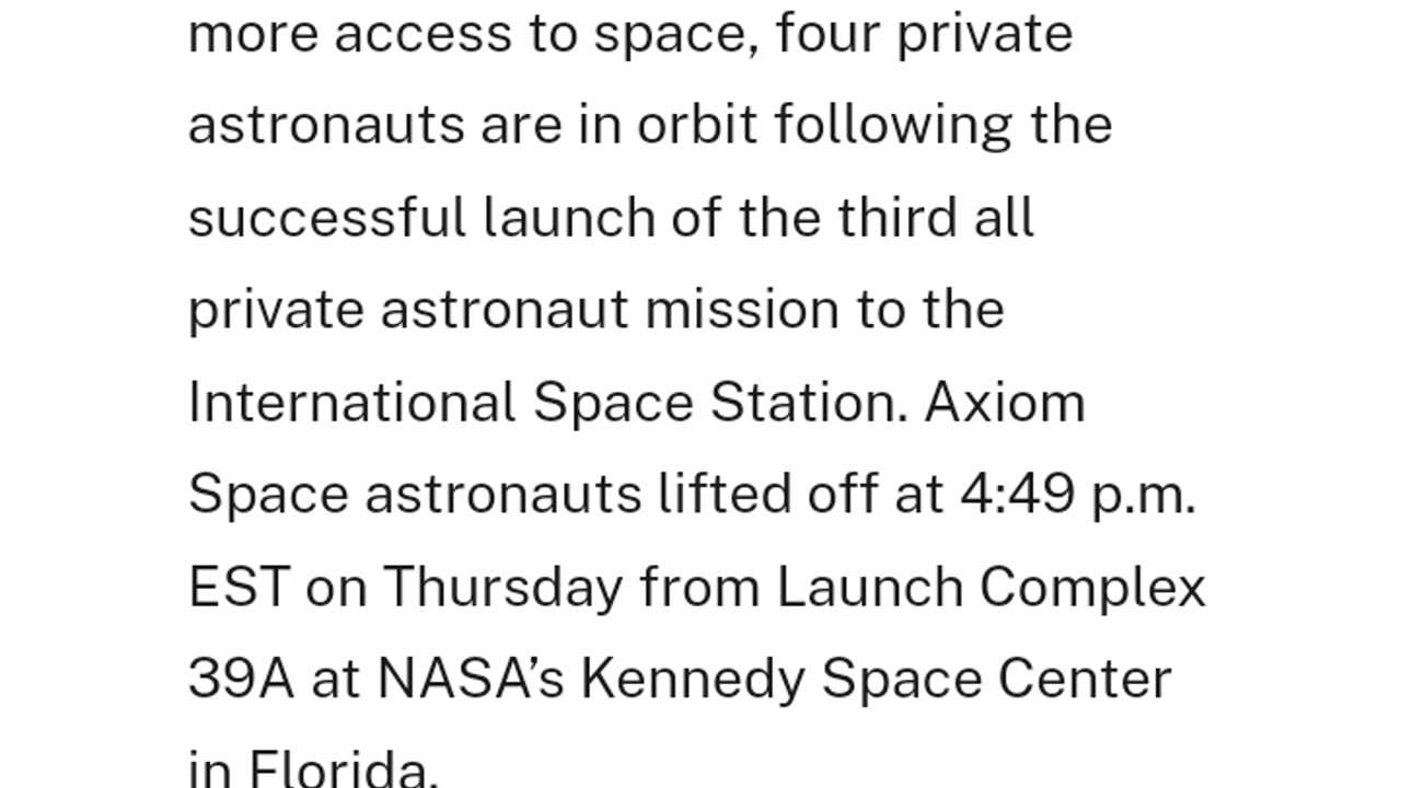 Nasa's Axiom3 mission launch