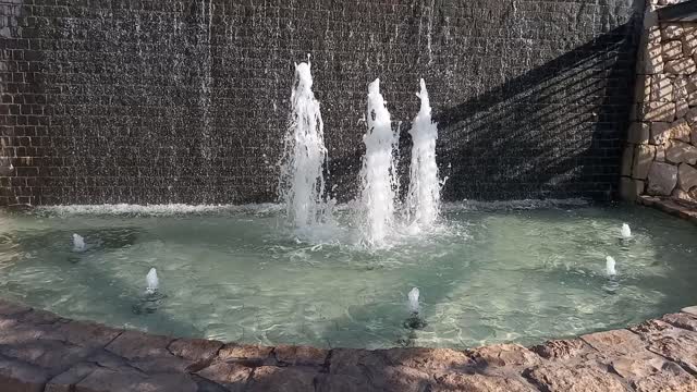 A water fountain in an urban park in Jerusalem, Israel