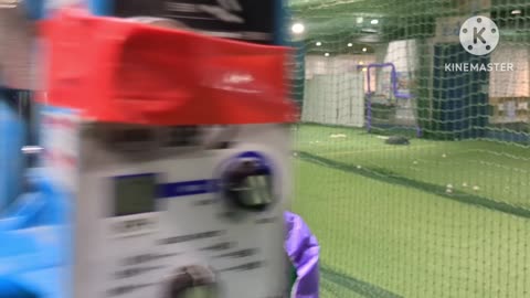 Facing a cricket bowling machine in Taipei