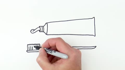 How to Draw Toothpaste and Toothbrush Easy Art Tutorial