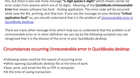 Fix unrecoverable error in QuickBooks desktop