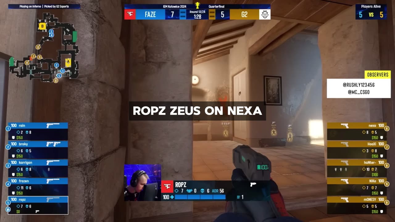 Ropz Zues on Nexa| Faze V. G2