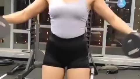 Hot girl exercise in gym