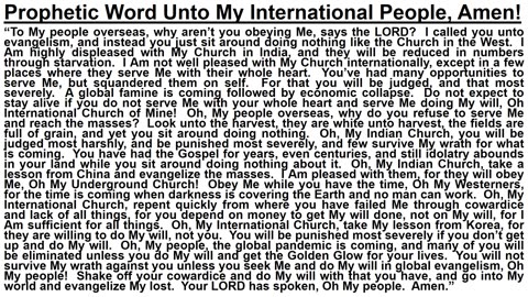 Prophetic Word Unto My International People, Amen!