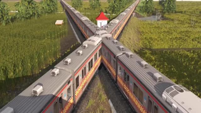 World fantastic train crossing