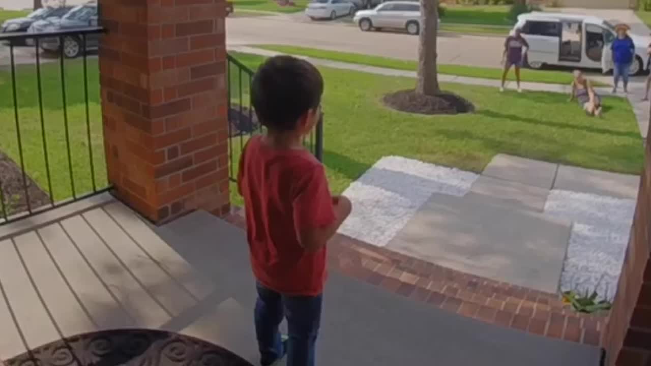 Pre-K Teacher Visits Students while Practicing Social Distancing