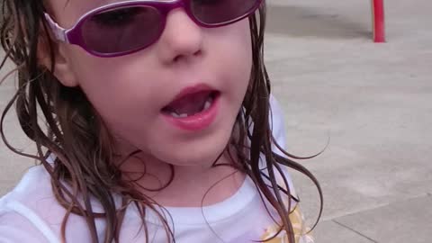 Little miss attitude at the splash pad