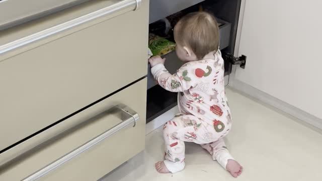 Baby Gets Caught Snooping In Pantry