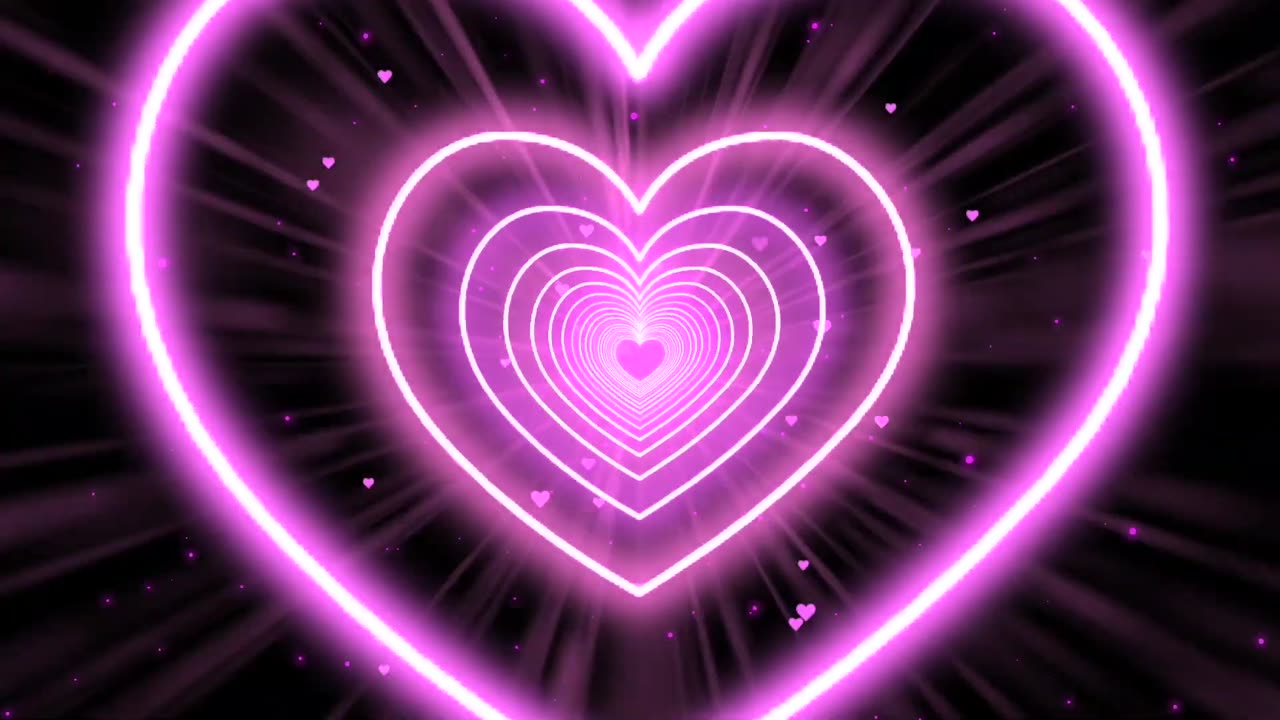 490. Heart Tunnel💖Pink Heart Background Neon Heart Heart