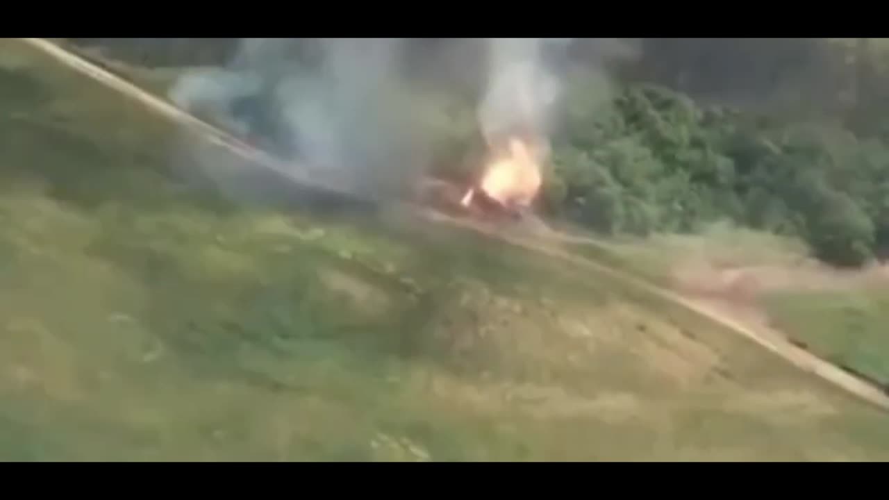 Russian truck's hit by artillery