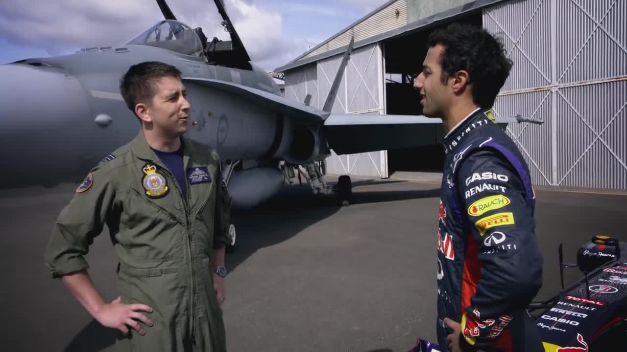 F1 Car vs F/A-18 Hornet (Red Bull's Daniel Ricciardo Feels The Force)