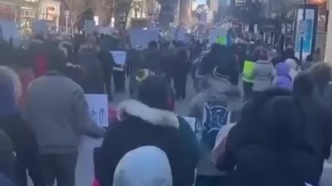 Protestors march in Boston...