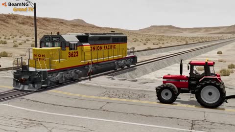 Flatbed Trailer Mcqueen Cars Transportation with Tractor - Pothole vs Car - BeamNG.Drive
