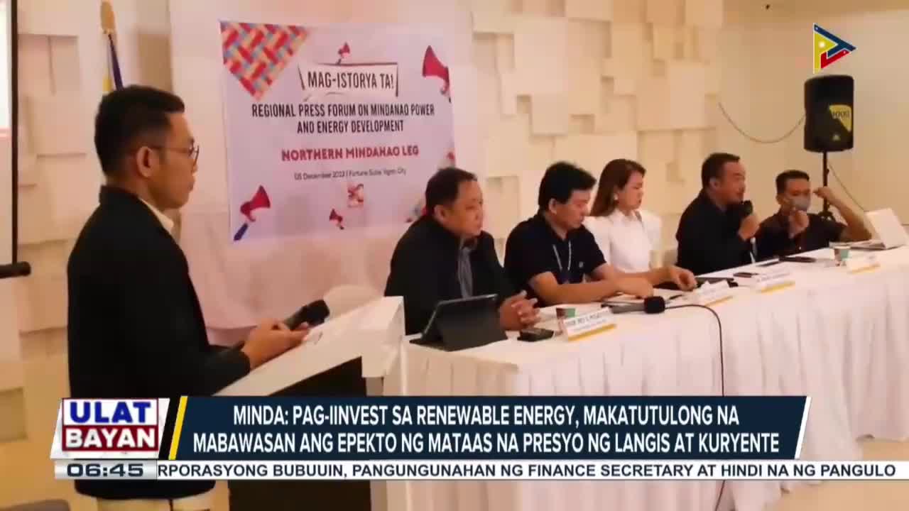 Mindanao Development Authority, hinikayat ang pribadong sektor na mag-invest sa renewable energy