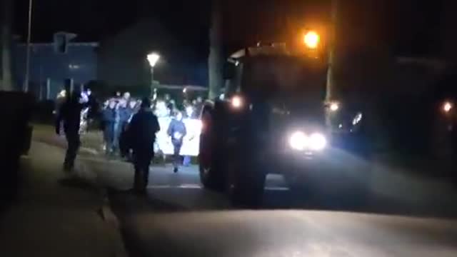 The Netherlands - Farmer's tractors lead tonight's 'freedom march against covid passports & mandates