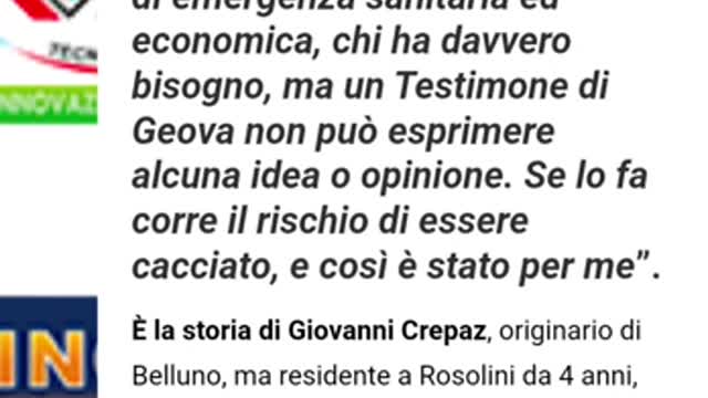 Covid - Testimone di Geova (in buonafede) chiede di aiutare i bisognosi. Viene cacciato da loro!