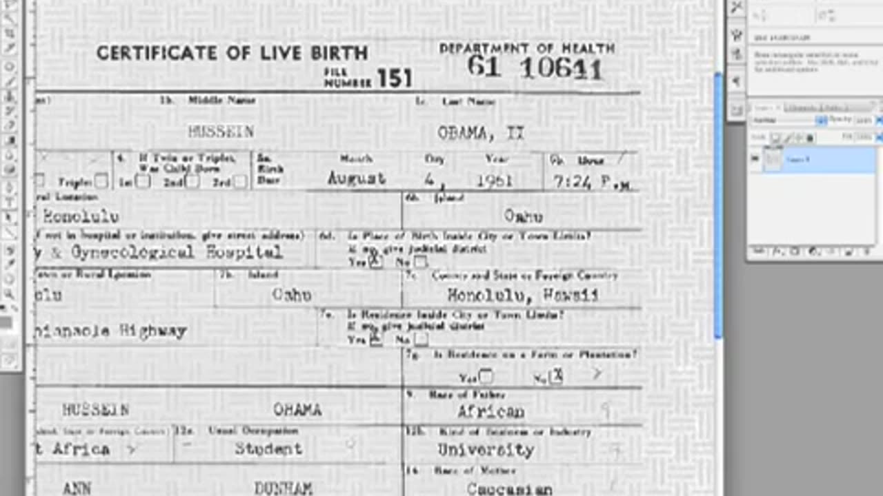 New Obama Birth Certificate proved Fake with Photoshop 2011