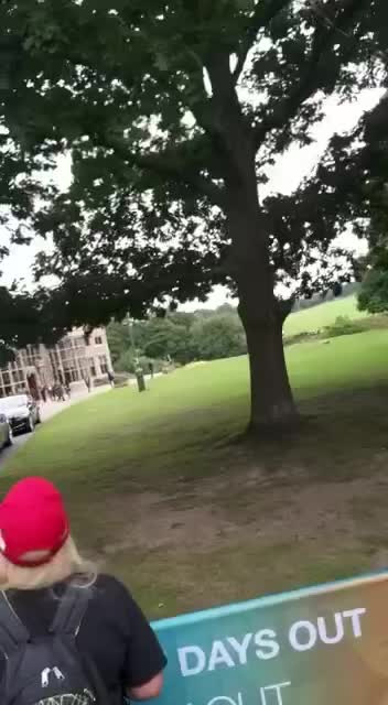 Nancy Pelosi was greeted by Patriots North of England.