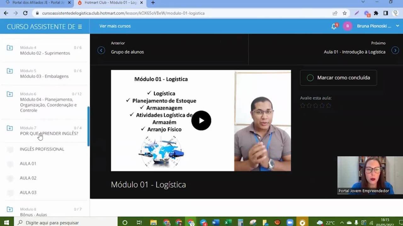 Curso de Assistente de Logística Todo Online do Portal Jovem Empreendedor por dentro
